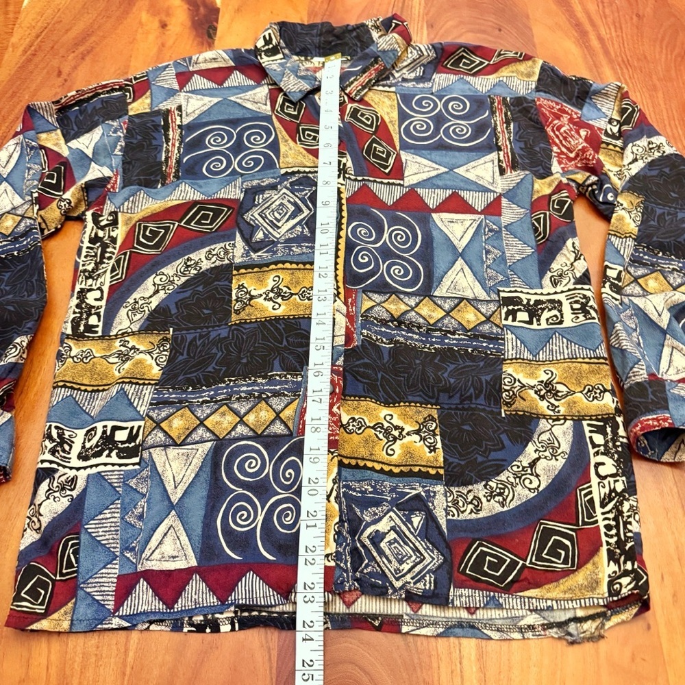 Vintage Floral Paisley Pattern Boho Festival Hippie Button Down Shirt Blouse - Picture 8 of 10